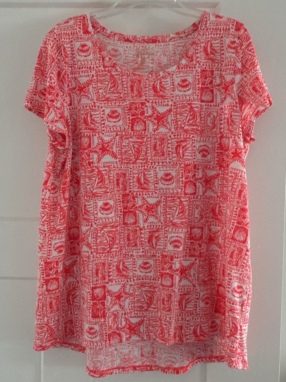 Lilly Pulitzer Coral Nautical Print Short-Sleeve Tee NWOT